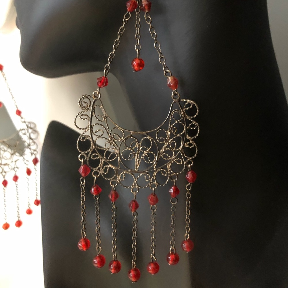 Antique Cannetille Lace Chandelier Earrings